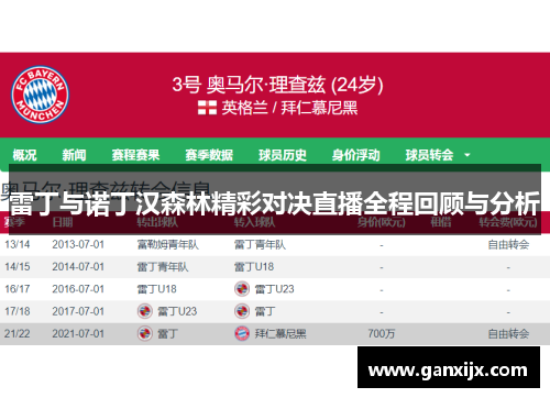 雷丁与诺丁汉森林精彩对决直播全程回顾与分析
